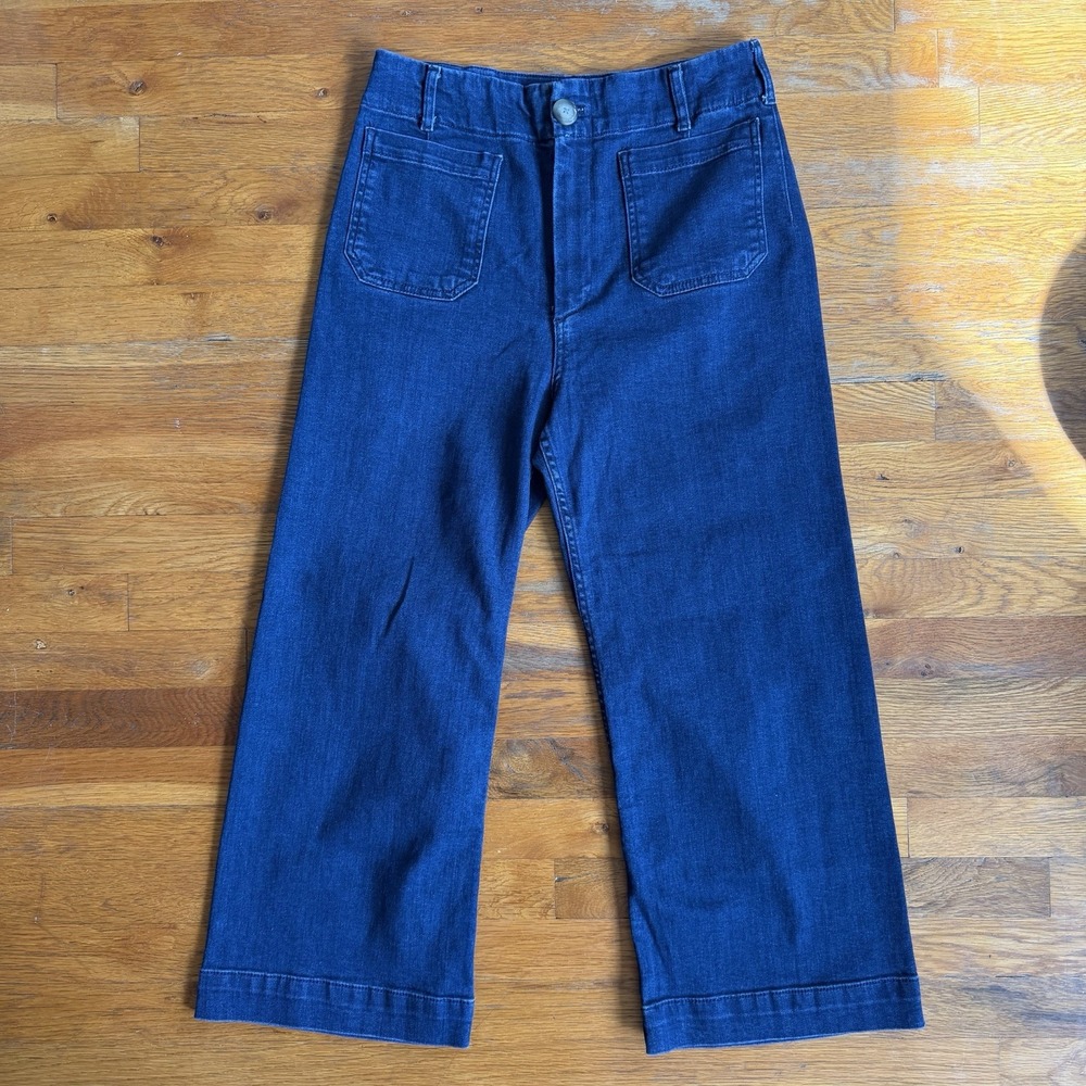 Maeve The Colette Blue Wide Leg Jeans Womens Sz 31 Cropped Stretch